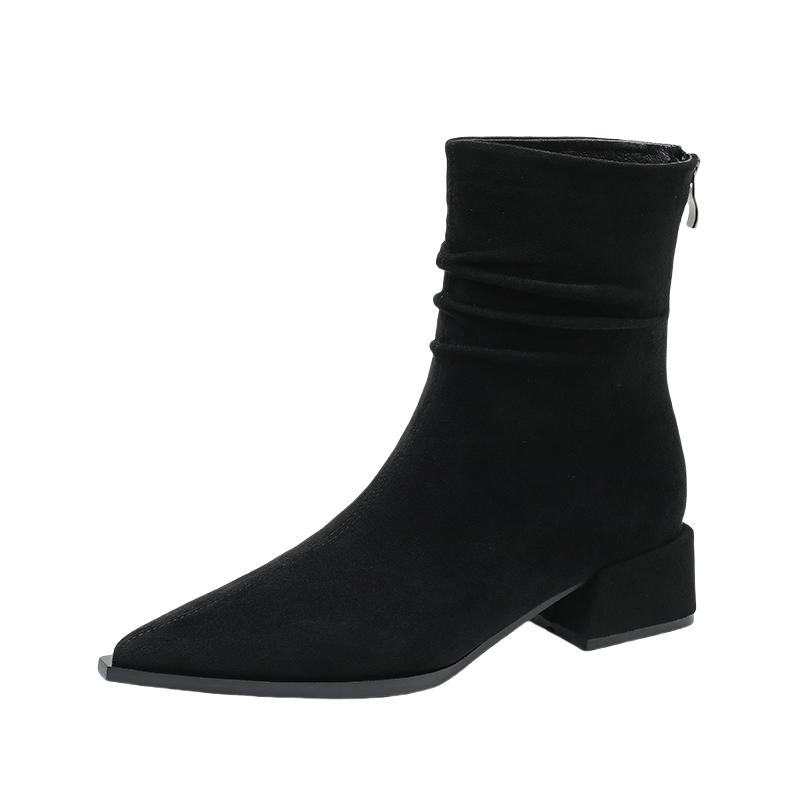 Fashion Autumn Winter Pointed Toe Women Ankle Boots Comfort Square Low Heel Shoes Modern Short Botas Para Mujer