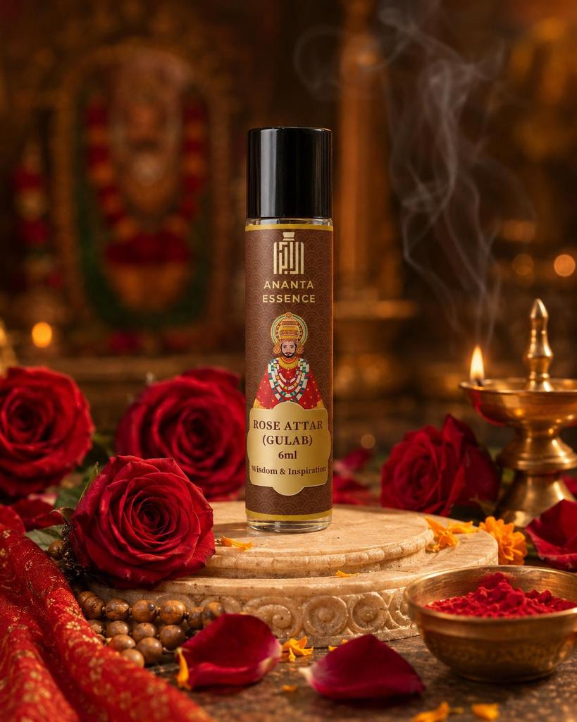 Ananta Essence God Rose Attar 6ml Roll-On Perfume Oil, Classic Floral Personal Fragrance