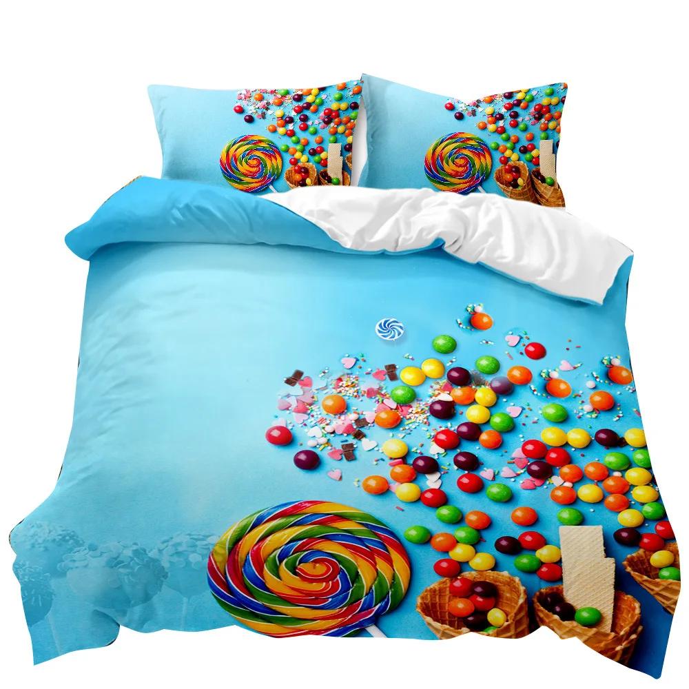 Quality Cotton Bedding Set Winter Duvet Cover Sets Reactive Printing Small Fresh Food Doughnut Bedding Sets
