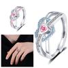 2026 Pink Love Zircon Ring Women's Fashion Trend Simple Versatile High Sense Women's Jewelry
