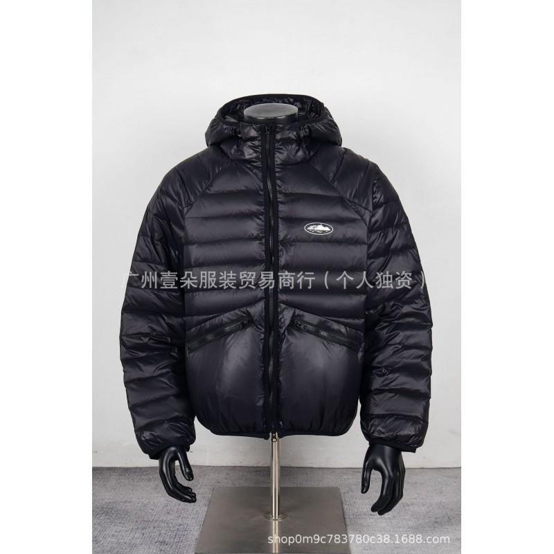 26S Street Style Embroidered Cotton Puffer Jacket Men Women Loose Fit Zip Hooded Winter Coat Casual Streetwear