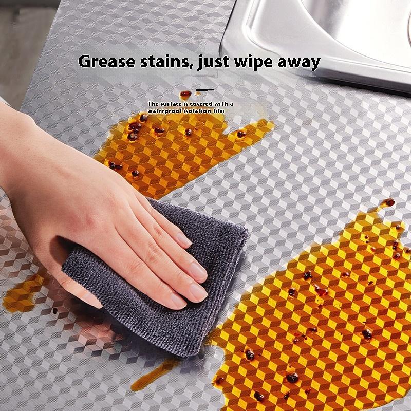 Kitchen Wallpaper Stickers Self Adhesive Aluminum Foil Oil Proof Waterproof Stickers For Countertop Drawer Cabinets Shelf Line