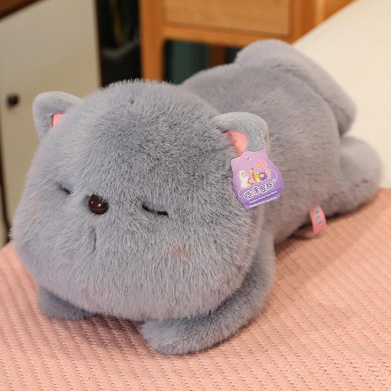 Kawaii Katze Plüschtier Super Weiches Kuscheltier Plüschpuppe Niedliche Flauschige Katze mit Großem Schwanz Kissen für Zuhause Kindergeburtstagsgeschenk about 30cm