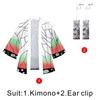 Japanese Anime Men Green Black Checkered Tanjiro Kamado Cosplay Kimono Women Acrylic Ear Clip Accessory Suit Nezuko Kamado Coat