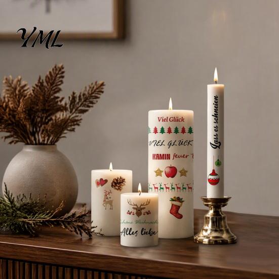 Holiday Crafting Accessories Christmas Candle Transfer Stickers, DIY Craft Supplies, Waterproof Water Decals for Candles Decorative Making And Festive