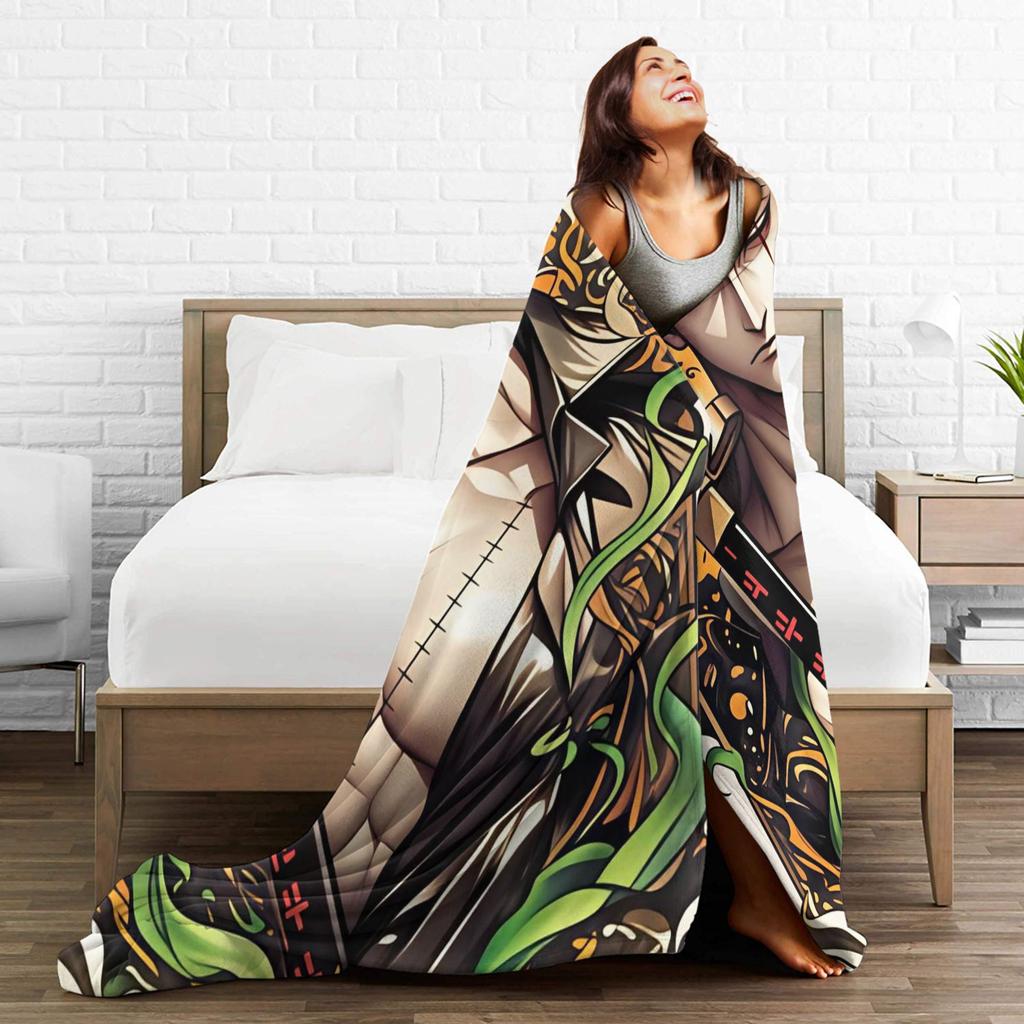 Zoros Vintage Tattoo Ornament Art Flannel Blanket Autumn Warm Throw Blanket for Kids Living Room Comfortable Sofa Bed Cover