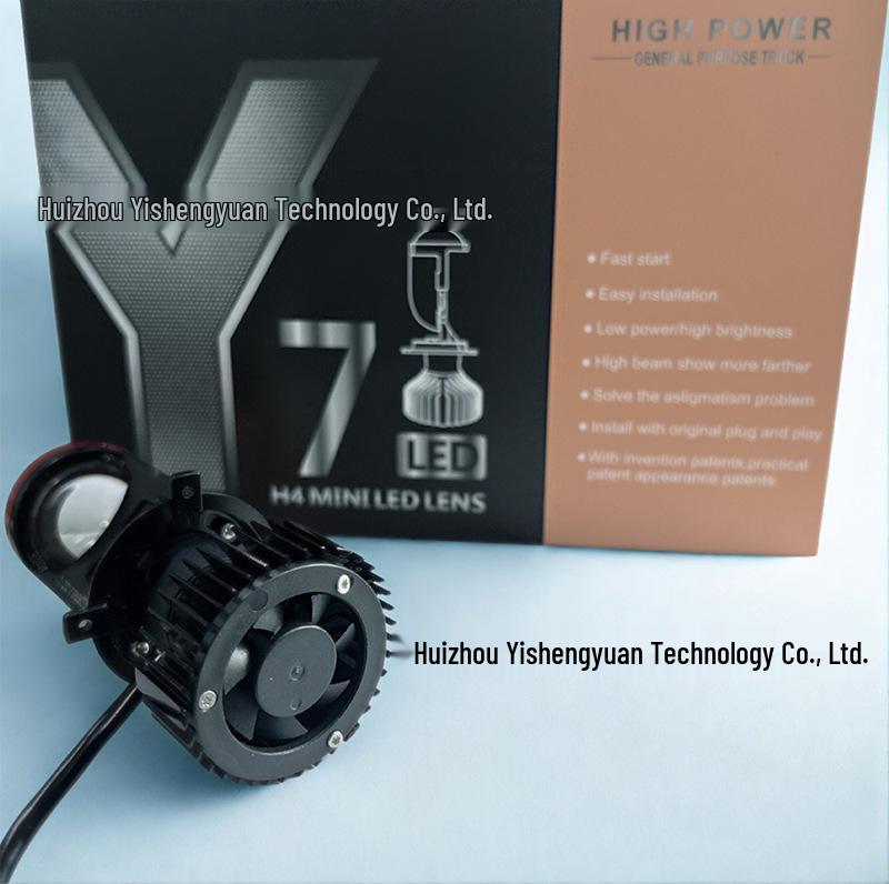 Y7D-H4 Car LED Headlight: High-Power Integrated High/Low Beam with Aviation Aluminum 3570 LED.