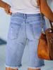 Plus Size Women's Casual Washed Blue Denim Shorts