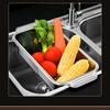 Stainless Steel Telescopic Over-the-Sink Colander Basket, Adjustable For Rinsing Fruits, Vegetables, Draining Pasta
