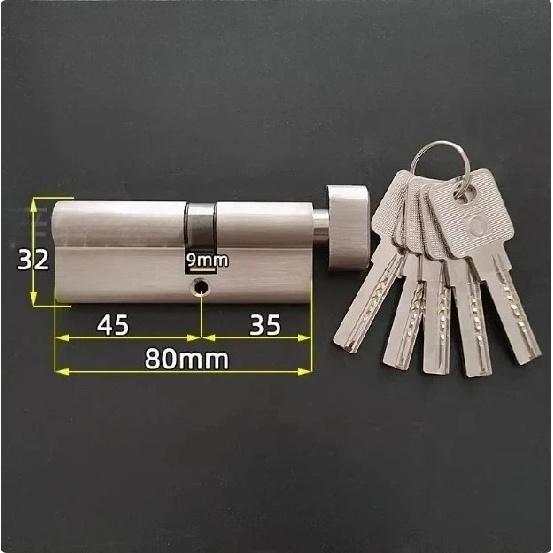 Special Custom Security Door Center Asymmetry Brass Lock Cylinder with Knob Aluminum Alloy Door Eccentric Lock Core Height 32mm