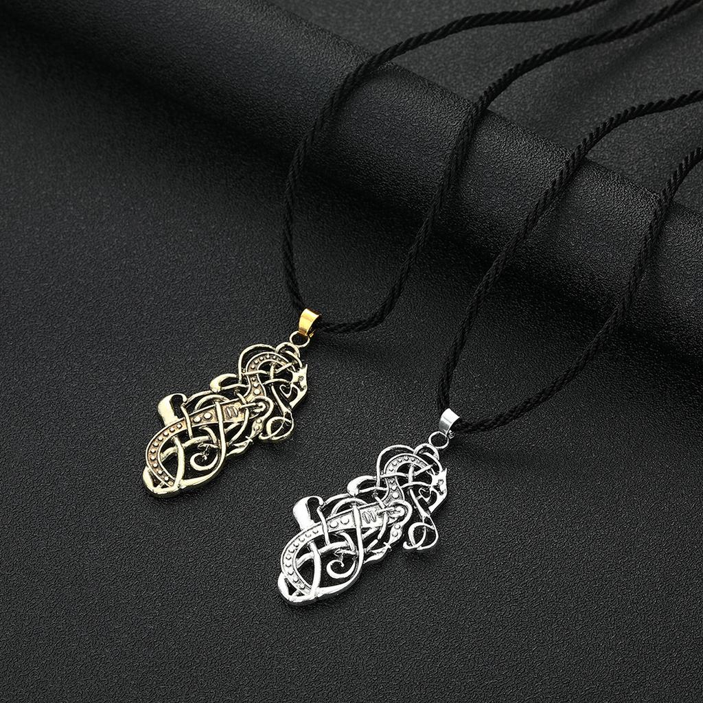 Kinitial Punk Viking Norse Dragon Knot Antiquity Pendant Necklace Vintage Strange Collar Chain For Man Women Chic Jewelry Gift