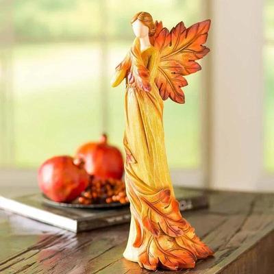 Autumn Maple Leaf Angel Wing Angel Figurines Statue Desktop Ornaments Creative Resin Sculpture For Garden Home Office Decoration