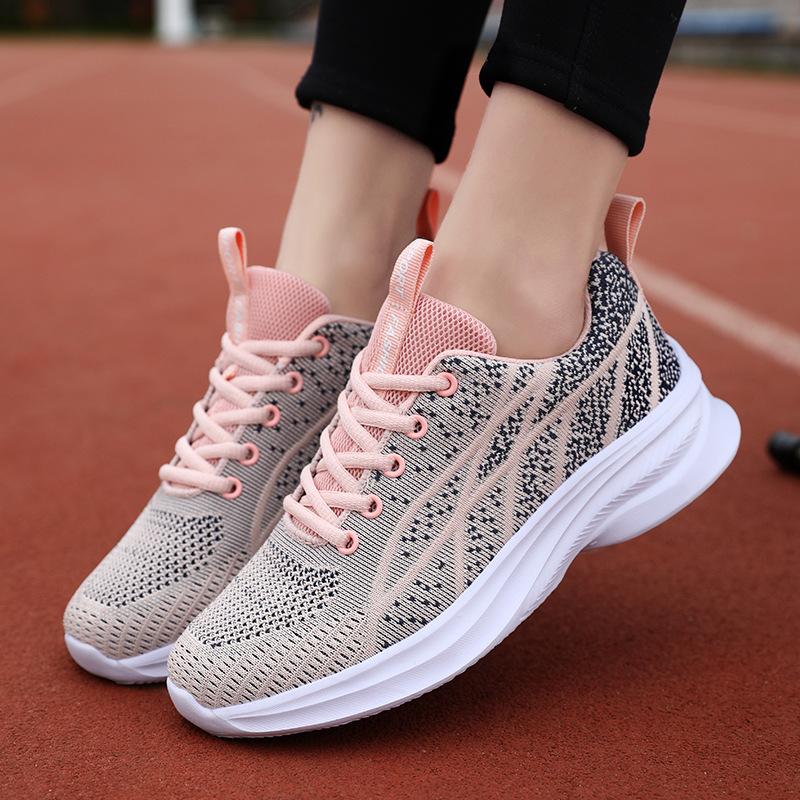 Trendy vitality sneakers fly-woven breathable upper women's sweet wind student running shoes spring new little white shoes