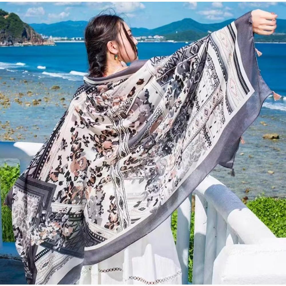 Chaka Salt Lake Great Northwest Tourism Ethnic Style Scarf Silk Scarf Women'S Summer Seaside Beach Shawl Sunscreen Thin