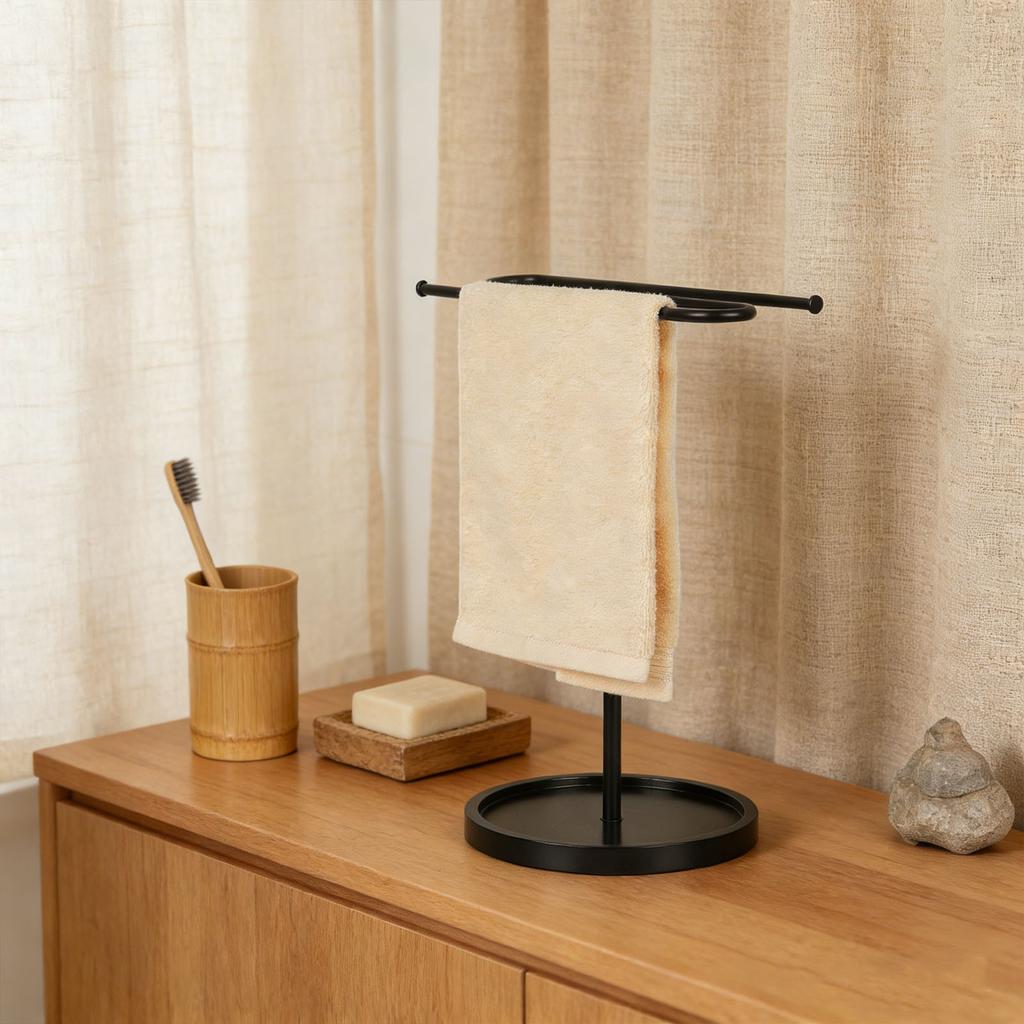 Hand Towel Stand for Bathroom S Shape Towel Holder Stand Holds 2 Towels Metal Standing Countertop Towel Stand for Bathroom