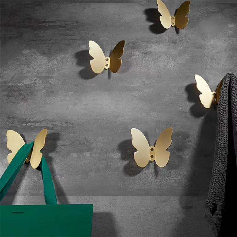 Clother Hook Brass Towel Hanger Brushed Gold Clothes Hook Coat Hat Bag Hook Wall Mounted Butterfly Bathroom Towel Hook Holder