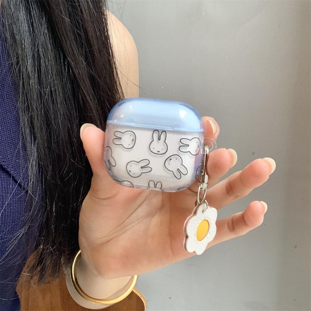 Ins Lines Cartoon Rabbit for AirPods Pro1 Generation Protective Case 1st Generation Pro1 Apple Bluetooth Headset Case Female