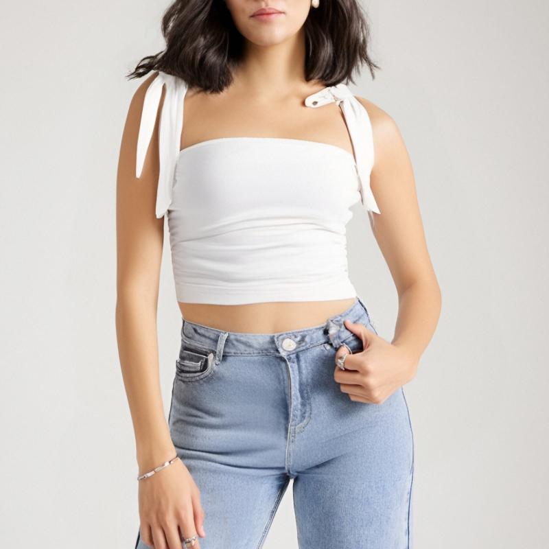 

Summer Lace Up Slim Fit Sexy Vest S белый