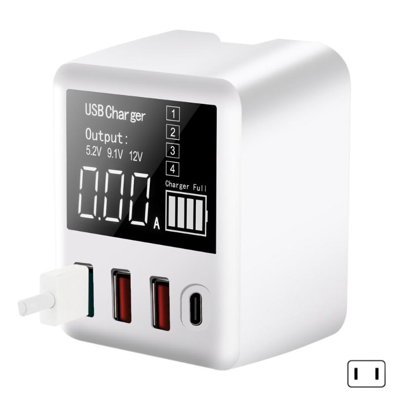 Travel USB Hub 4 Port Intelligent Recognition & Digital Screen Multiple Port USB Hub Upgrades for Multiple Electronics