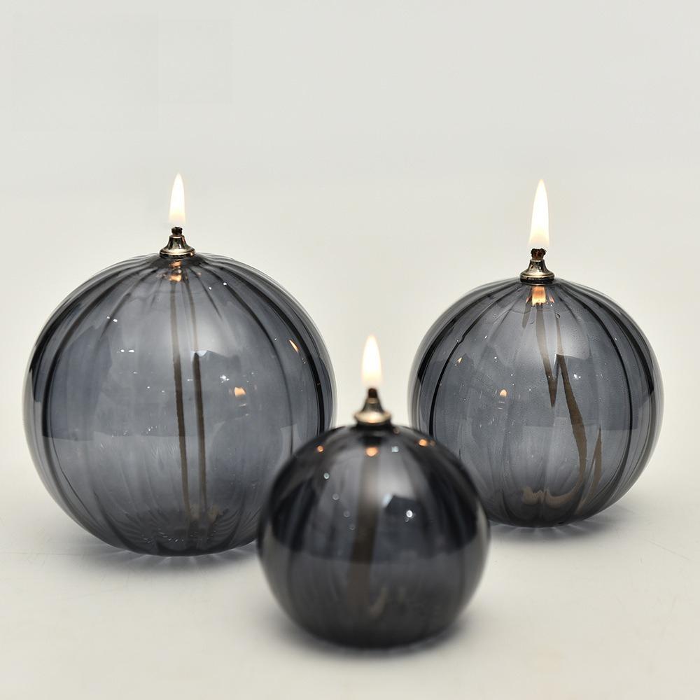 Креативный полосатый круглый стеклянный держатель для масляной лампы Простой современный домашний настольный бездымный масляный светильник для выпечки Домашний декор