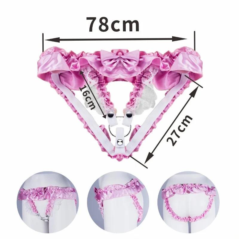 Bow Chastity Belt Waistband Sissy Support Belt Penis CB Lock Strap Erotic Accessories Male Thongs Briefs Panties G-String 18+
