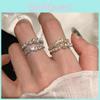 Elegant Vintage Style Double Layer Open Ring With Zircon And Pearl For Women