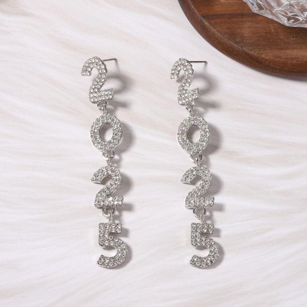 Aesthetic Happy New Year Earrings Jewelry Crystal Party Earrings  New Year