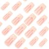 24Pcs French Long Square False Nail with Glossy 3D Stripes Designs for Women and Girls Seeking Salon Styles Nail