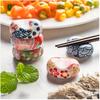 6PCS Floral Ceramic Chopstick Holder Suitable for Tableware and Decoration with Bright Floral Patternsperfect for Kitchen or Dining Table Accessories