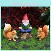 Resin Micro Scene Ornament Dwarf And Squirrel For Garden Decor Indoor Display