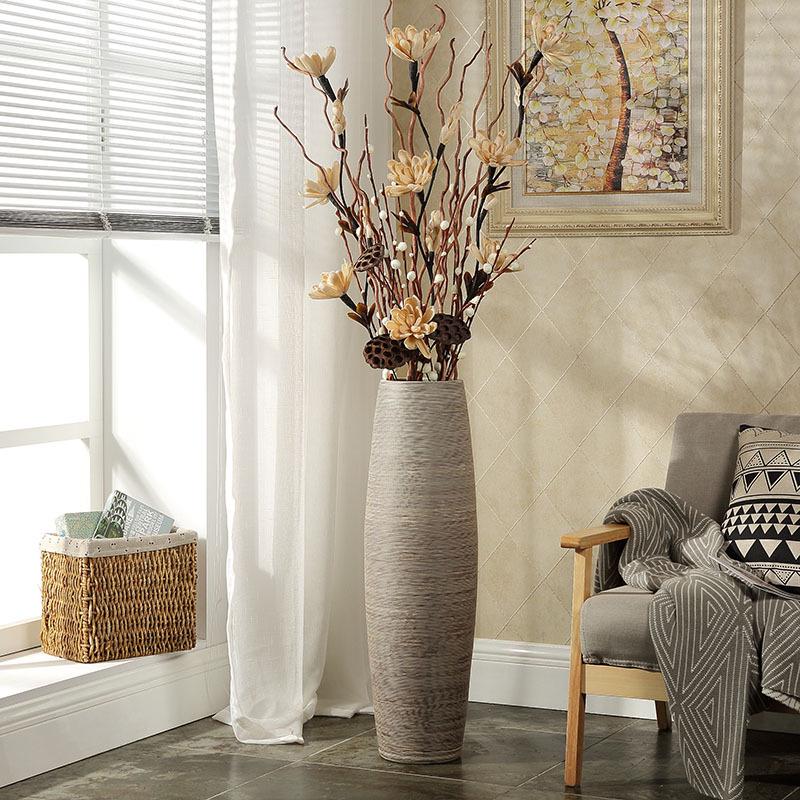 Modern American Large Ceramic Floor Vase for Dry Flowers