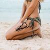 3pcs Temporary Tattoo Black And Grey Realism Eye Ornament Grim Reaper Dagger With Skulls For Thighs Women Arms