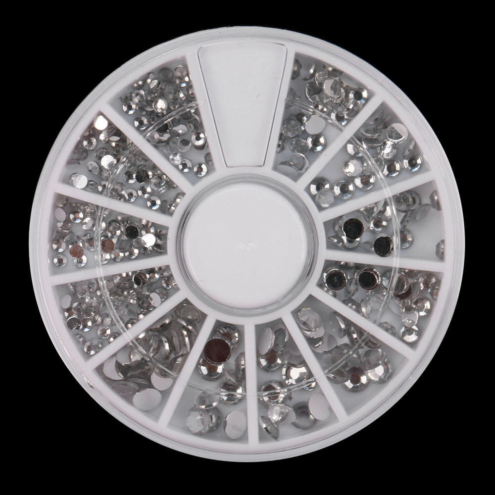 1 Box Colour Steel Bead 3D Round Nail Studs Nail Rhinestone  Decoration