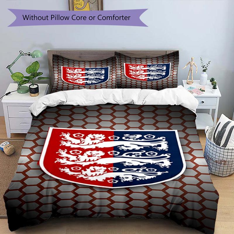 Set Copripiumino con Stampa Stemma Calcio Inghilterra – include 1 copripiumino e 2 federe coordinate Arredo Camera da Letto Regali di Natale