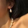 European and American fashion big baroque pearl retro temperament earrings 925 silver stud earrings women's irregular fishtail pearl hanging