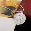 925 Sterling Silver Round Hollow Pendant Necklace Wedding Fashion Jewelry