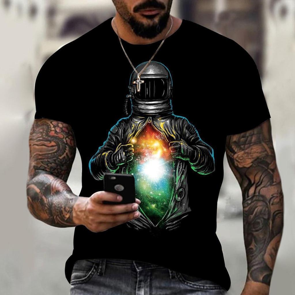 Skull Pattern Personality T-Shirt Summer Soft Comfortable Men's T-Shirts Casual Comfortable Loose Breathable Short-Sleeve T-Shirt
