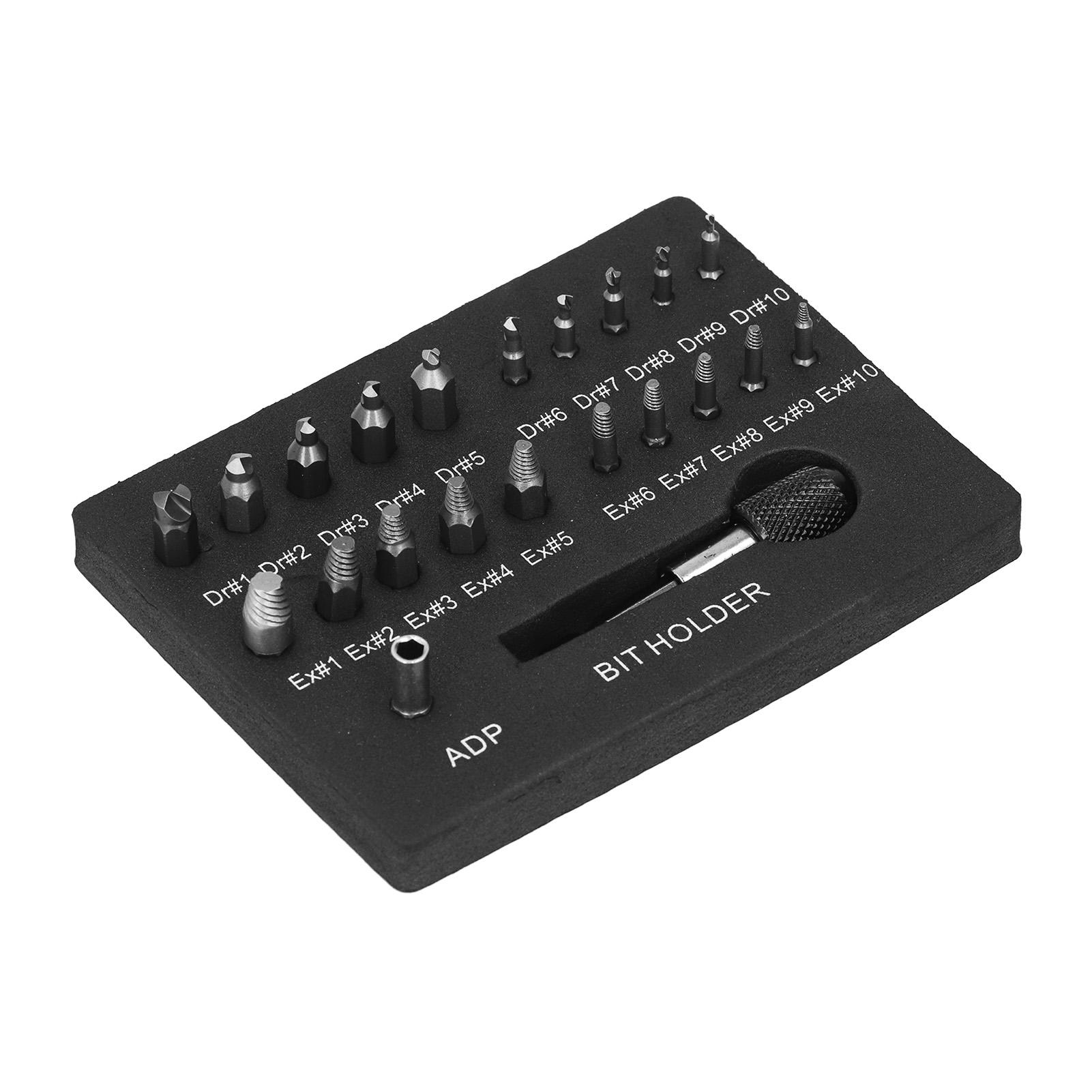 

22 шт. Экстрактор поврежденных винтов Инструмент для удаления сорванных сломанных болтов Универсальный HSS Метиз 60 мм Черный