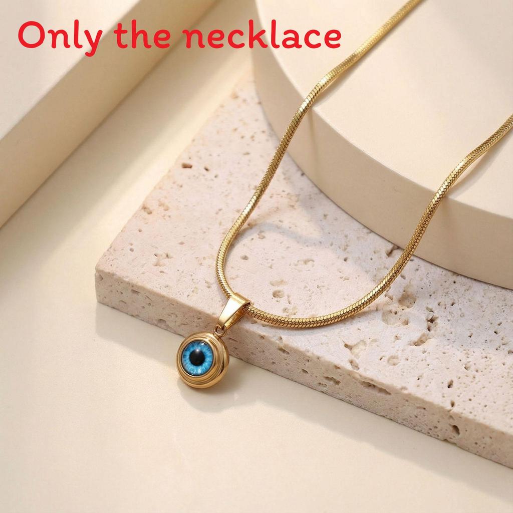 Angel Eye Titanium Steel Necklace For Men With Gold Plated Chain Casual Jewelry Gold