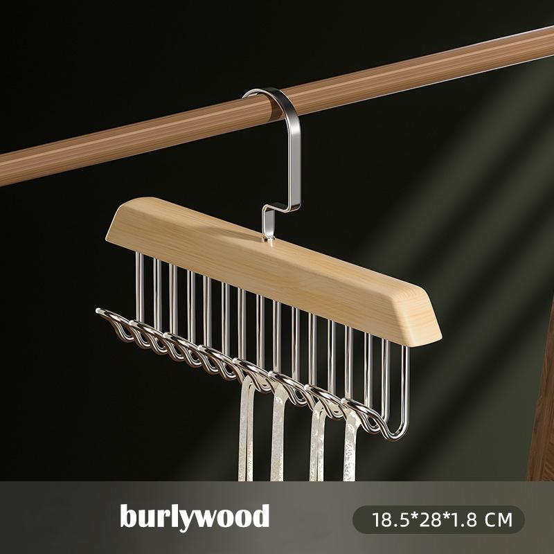 Multifunctional Solid Wood Hanger Tie Vest Belt Hat Clothing Hangers Pants Hanger with 8 Hooks Closet Organizer Clothes Rack