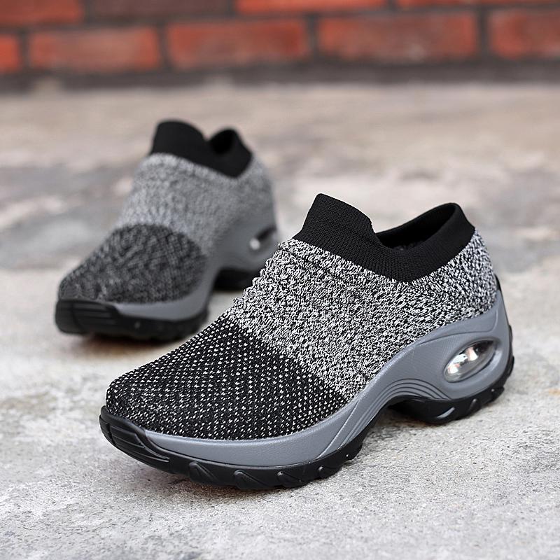 Women Sneakers Fashion Breathable Walking Mesh Platform Shoes Sneakers For Women Gym Vulcanized Shoes Black