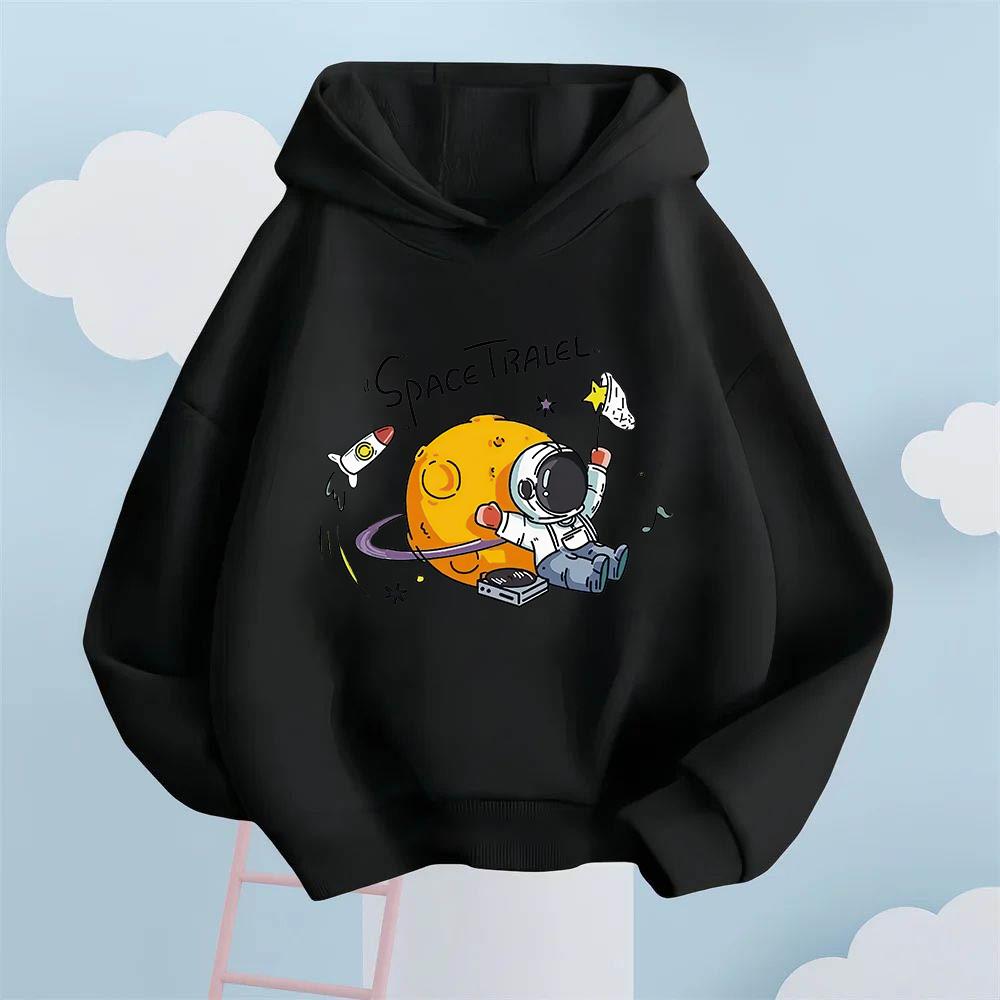 Fun Space Style Children's Sweatshirt for Boys and Girls, College Style Fashion Autumn and Winter Hooded Sweatshirt