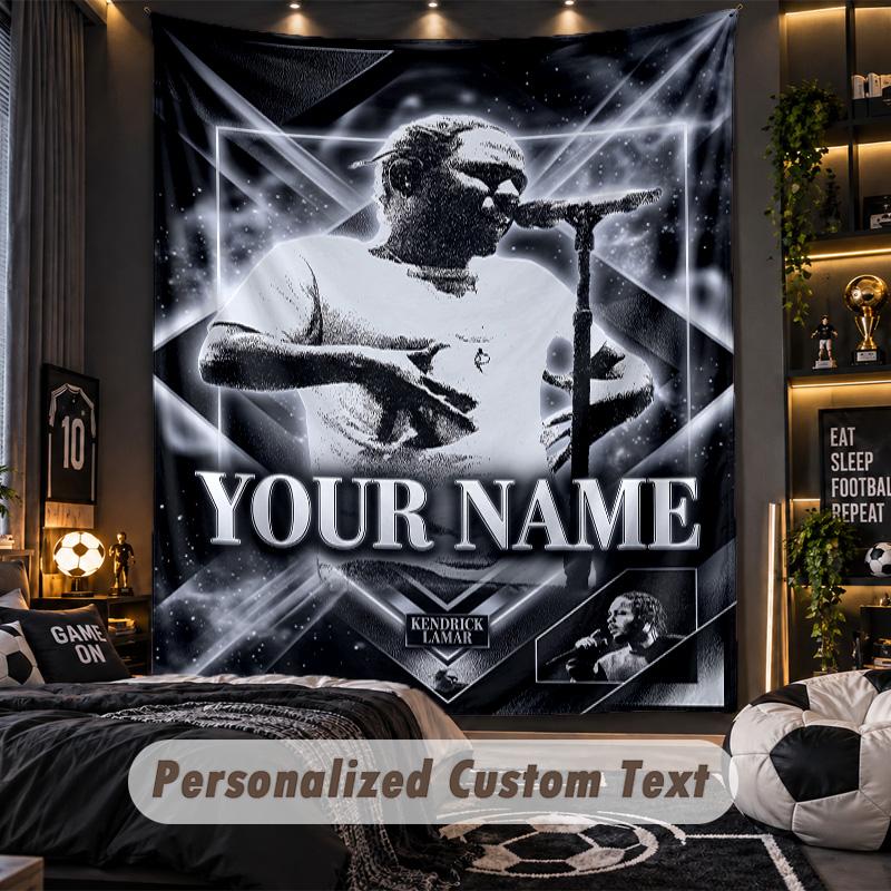 Personalized Wall Tapestry,Kendrick Lamar Custom Printed Name, Fabric Wall Art For Indoor Room Backdrop