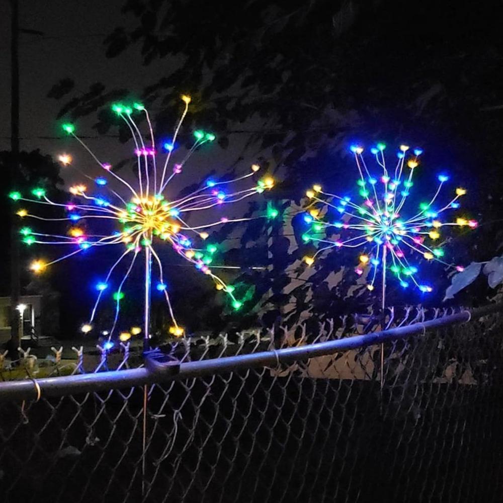 Solar Lights for Outdoor Garden LED Dandelion Lighting Stake Solar Firework Light for Christmas Halloween Lawn Decor 60LED