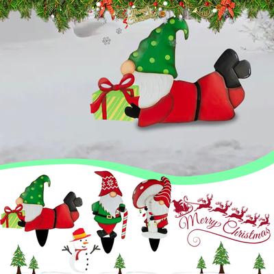 Christmas Yard Signs Outdoor Decorations, Metal Christmas Yard Signs Decoration, Gnome Yard Stake Outdoor For Christmas Holiday Party Decorations