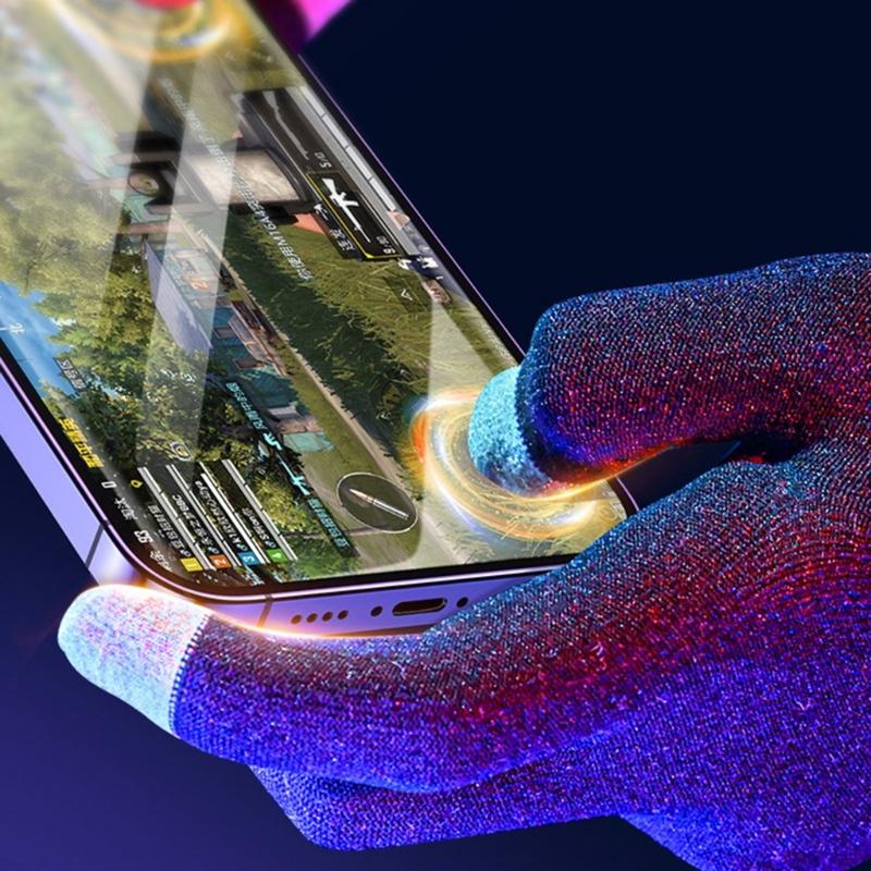 1 Pair Highly Sensitive Five Finger Thumb Sleeve Anti-Sweat Non-Scratch Breathable Compatible for E-Sports Gaming Gloves