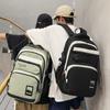 Large Capacity Student Schoolbag Men Color Block Backpack Computer Travel Backpack