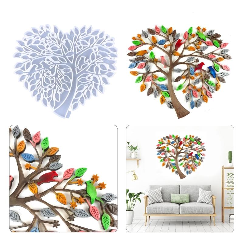 Herzbaum Wanddeko Harzformen, Wandkunst Silikonformen für Epoxidharz Guss, Türbaum Wandkunst Heimdekorationen