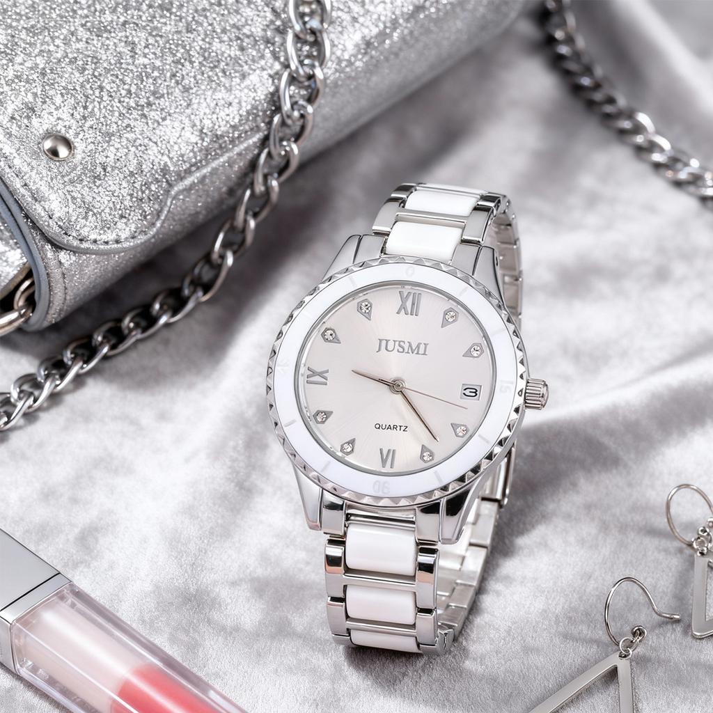 Fashion Simple Ladies Quartz Watch Round Case Rhinestone Scale, Suitable for Daily Wear, Anniversary, Christmas Gift