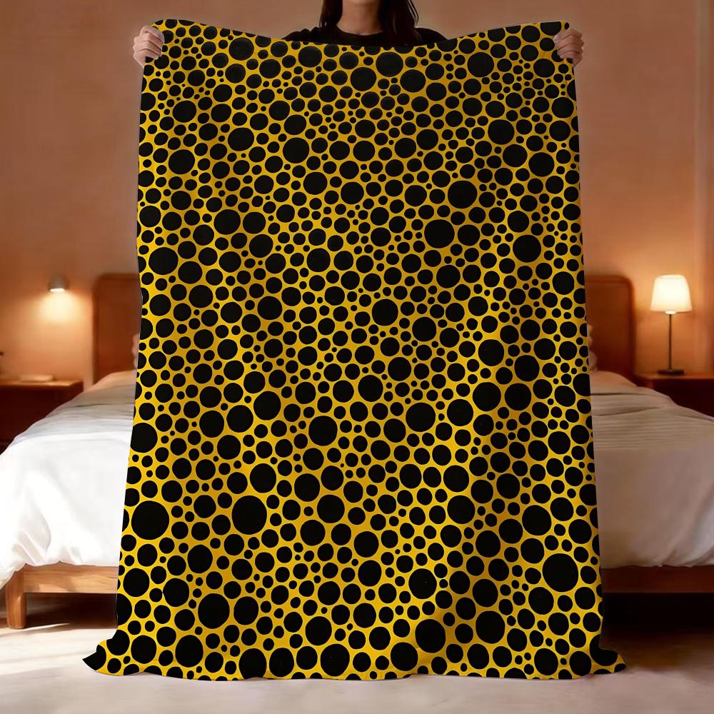 Yayoi Kusama Minimalism Throw Lightweight 240g Flannel Blanket Soft Skin-friendly for Summer Cooling 75X95CM